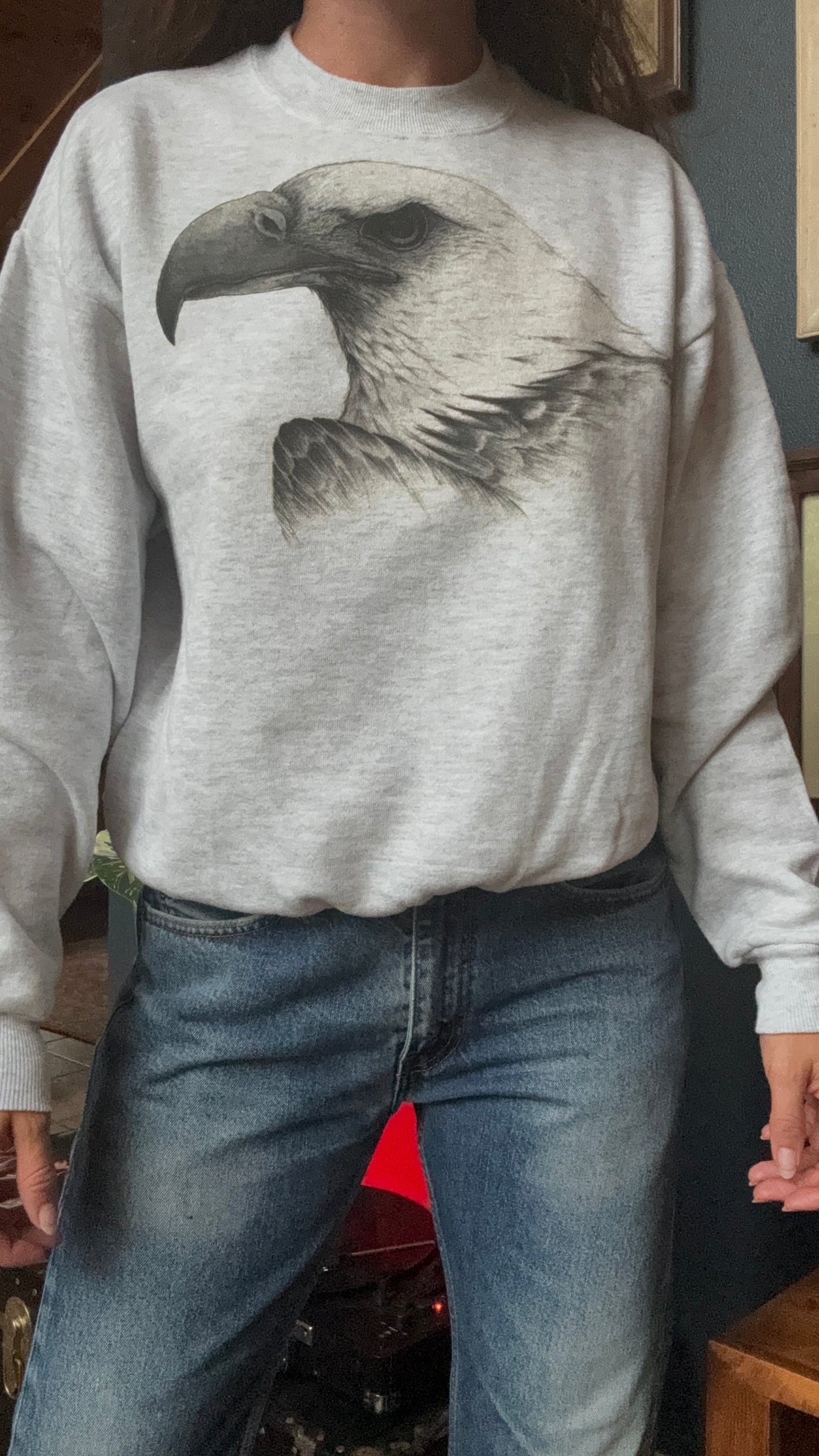 Vintage Gray Eagle Sweatshirt Size M