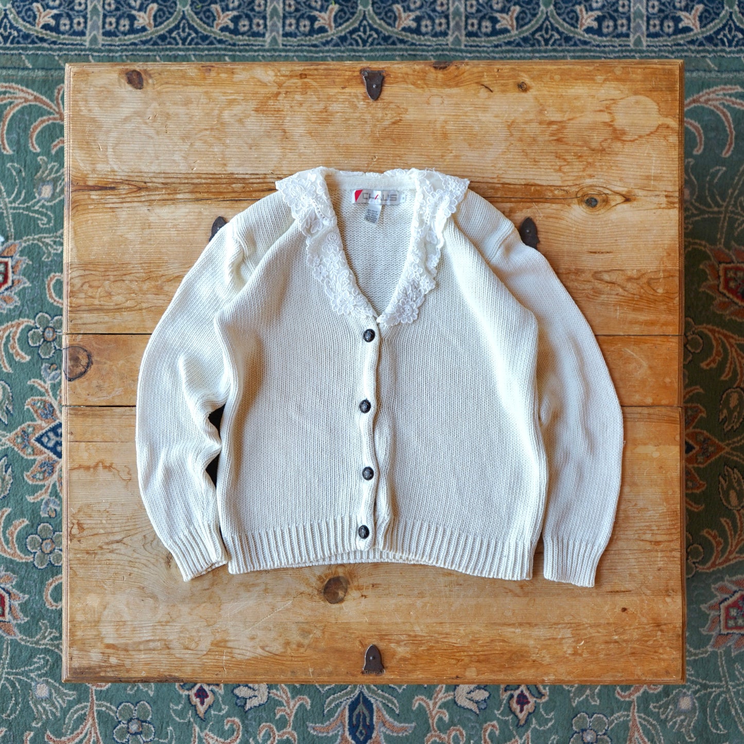 Vintage Claus Lace Collar Sweater Size S/M