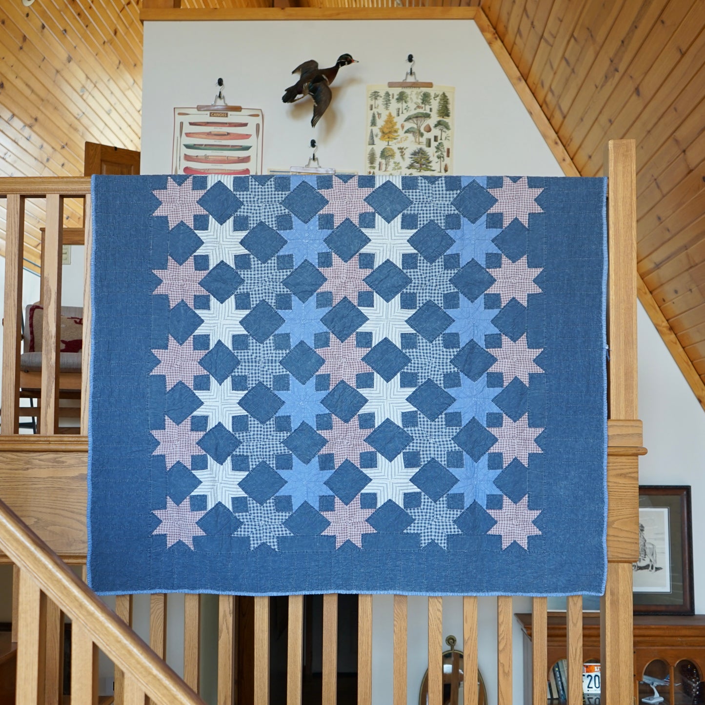 Vintage Americana Touching Stars Quilt 66x81