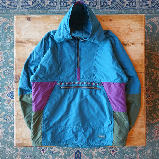 Vintage LL Bean Insulated Anorak Aztec 1/2 Zip Jacket Size L Tall