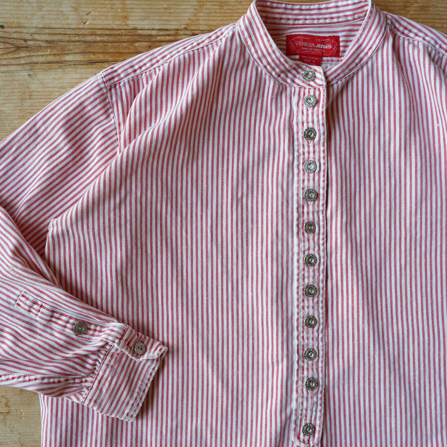 Vintage Venezia Jeans 100% Cotton Striped Button Up Size 14/16