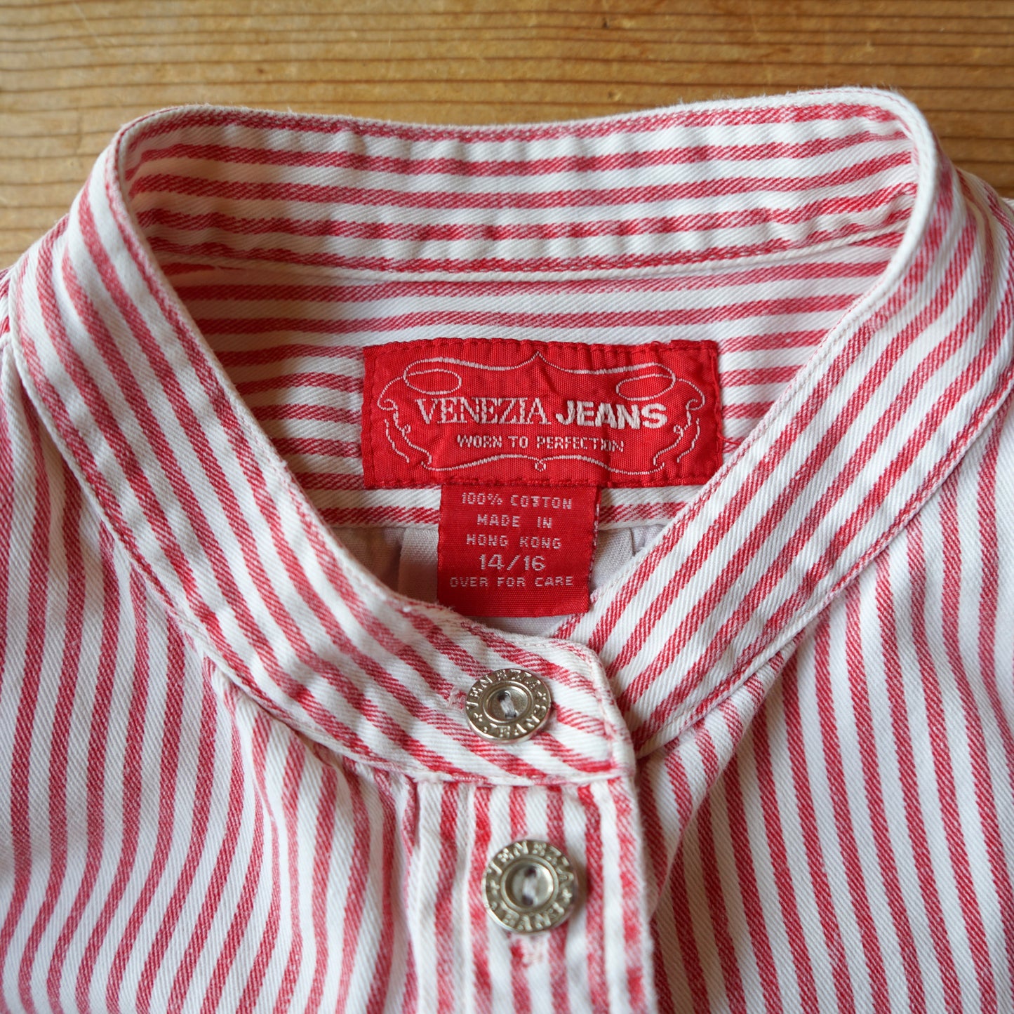 Vintage Venezia Jeans 100% Cotton Striped Button Up Size 14/16