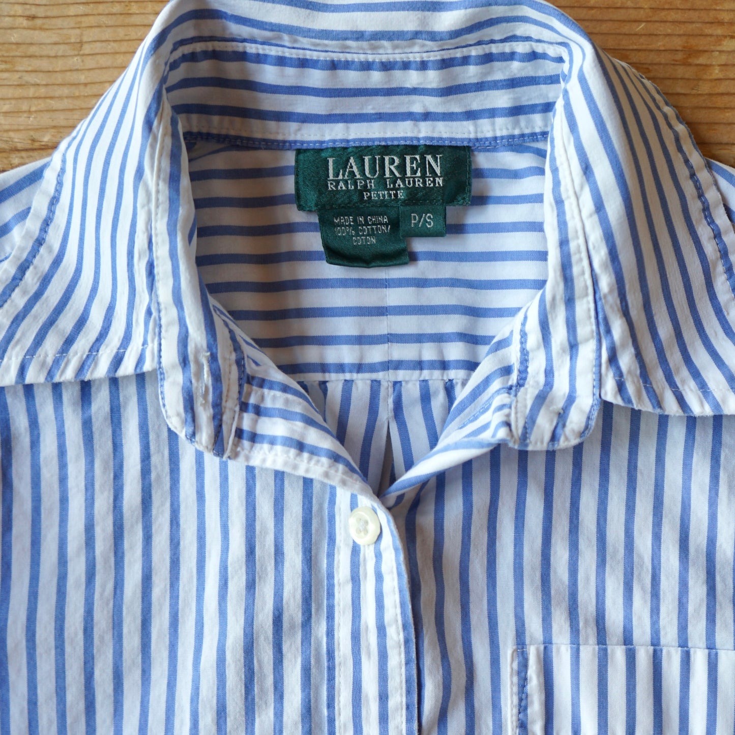 Vintage Ralph Lauren Stripe Crested Logo Button Up Size PS (XS)