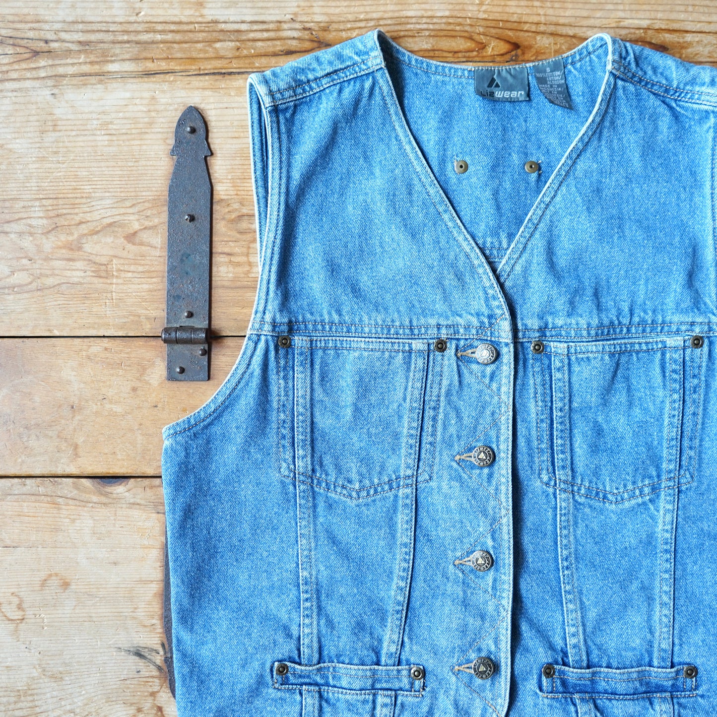 Vintage Liz Wear Denim Vest Size S/M