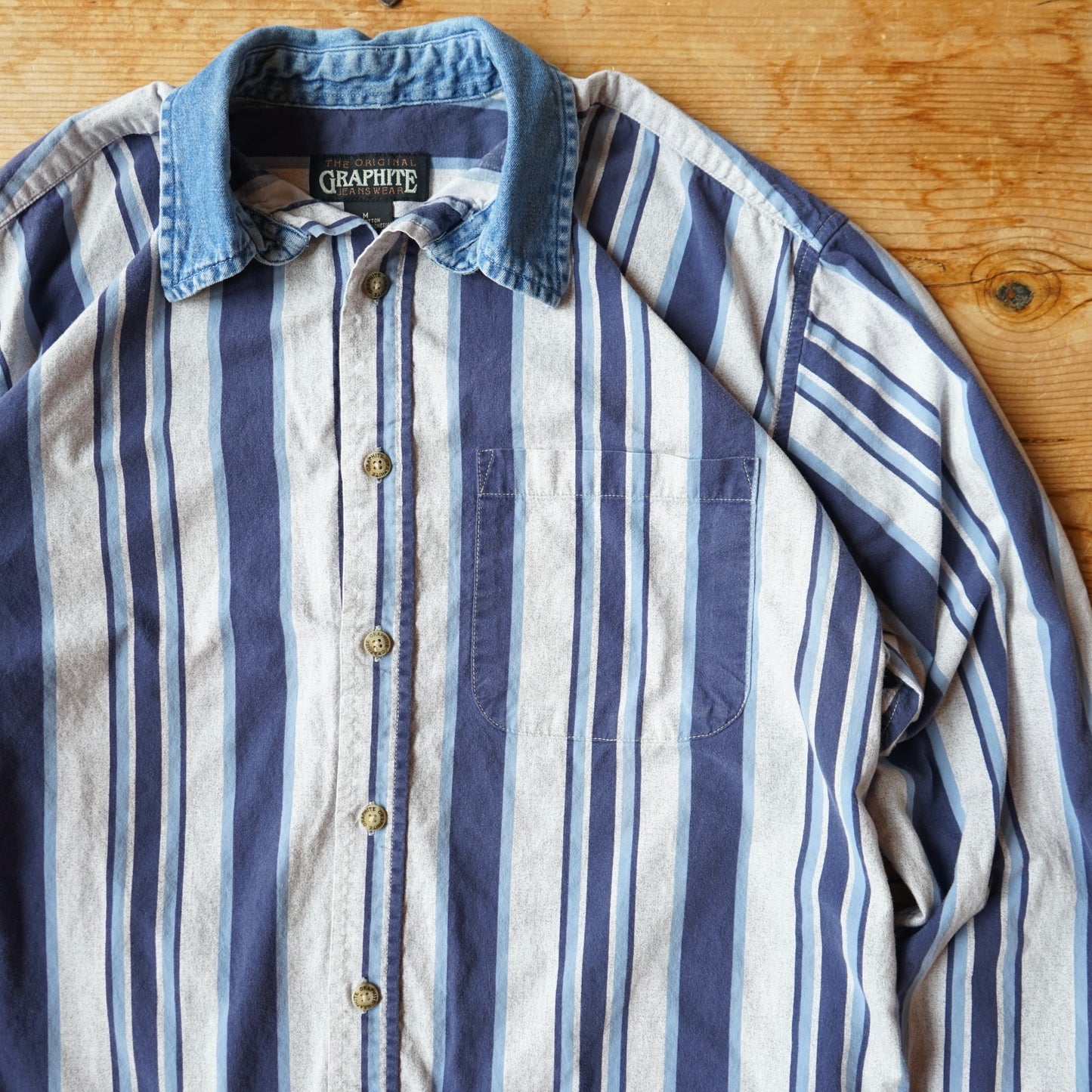 Vintage Graphite Western Striped Button Up Size M/L