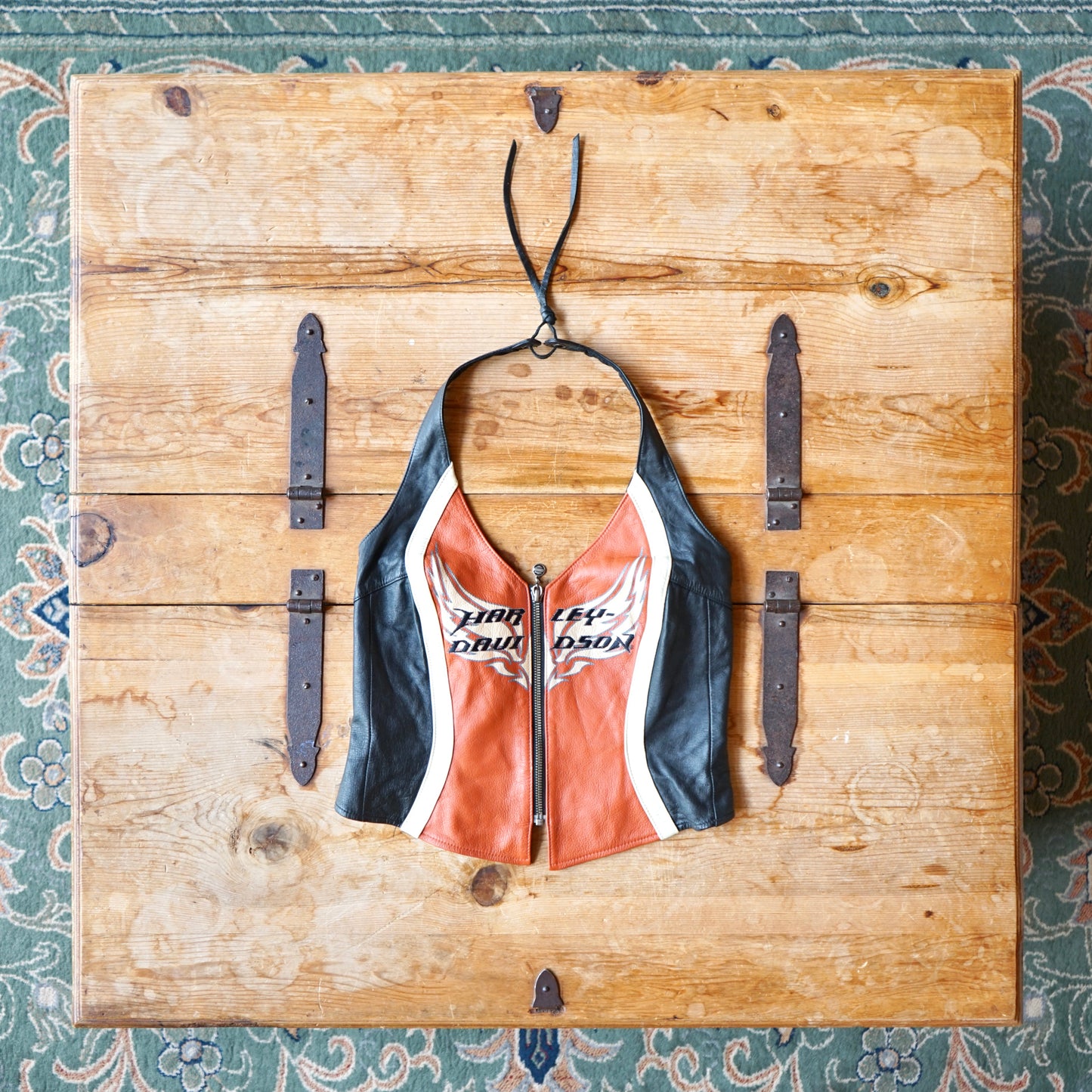 Vintage Harley Davidson Leather Halter Top Size S