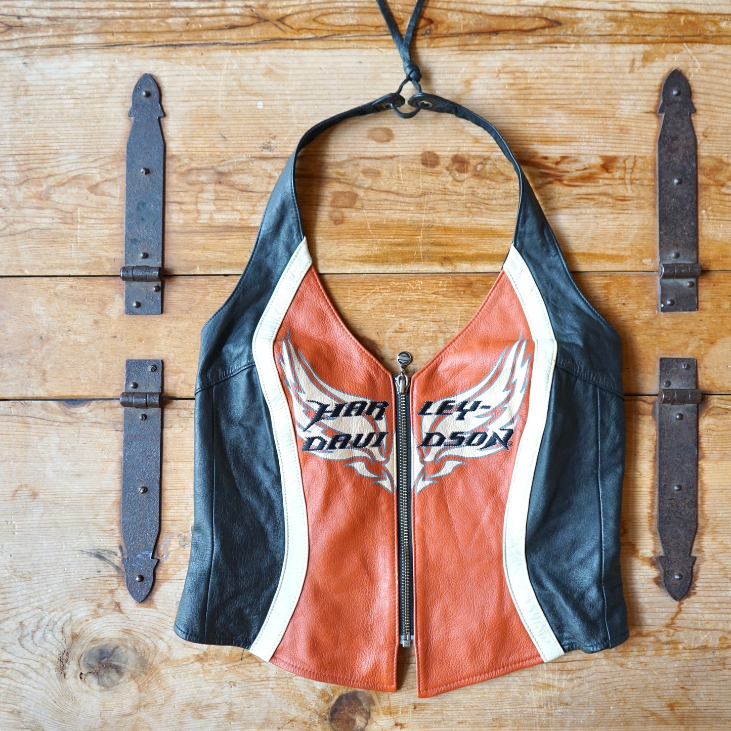 Vintage Harley Davidson Leather Halter Top Size S