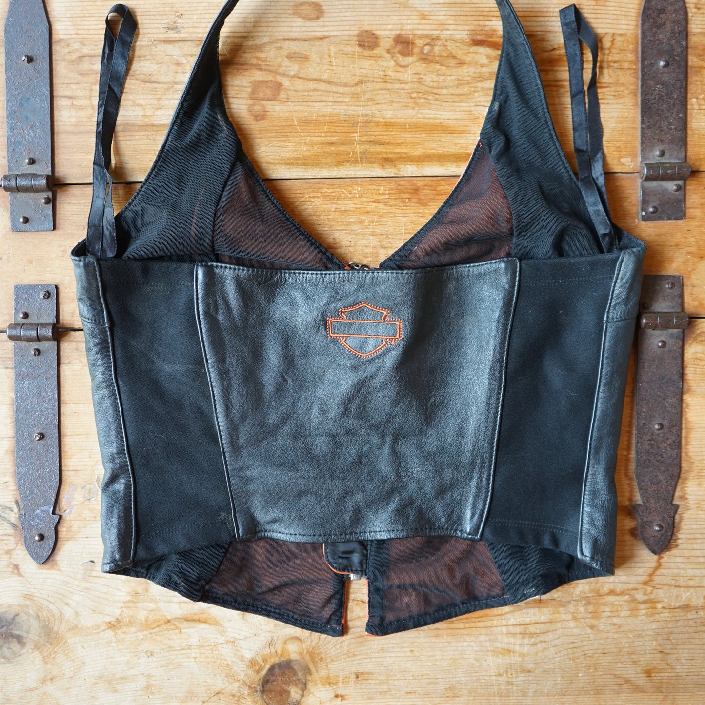 Vintage Harley Davidson Leather Halter Top Size S