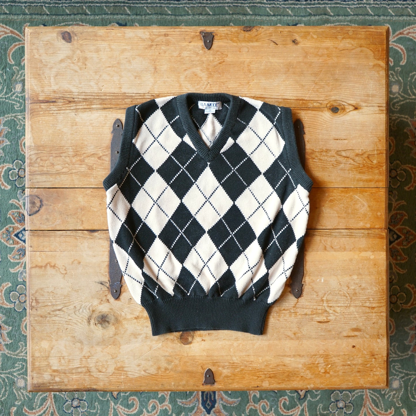 Vintage La Mode Argyle Vest Size M