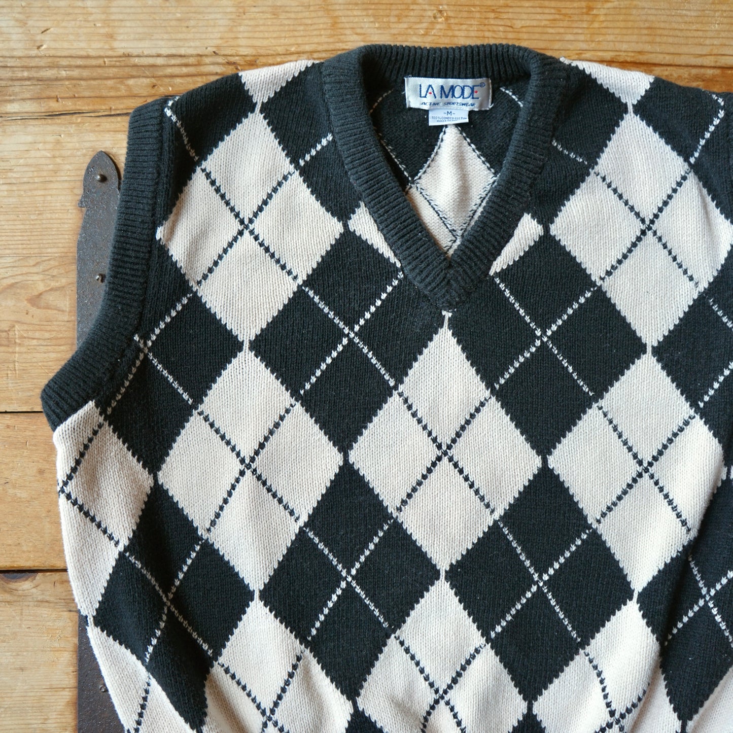 Vintage La Mode Argyle Vest Size M