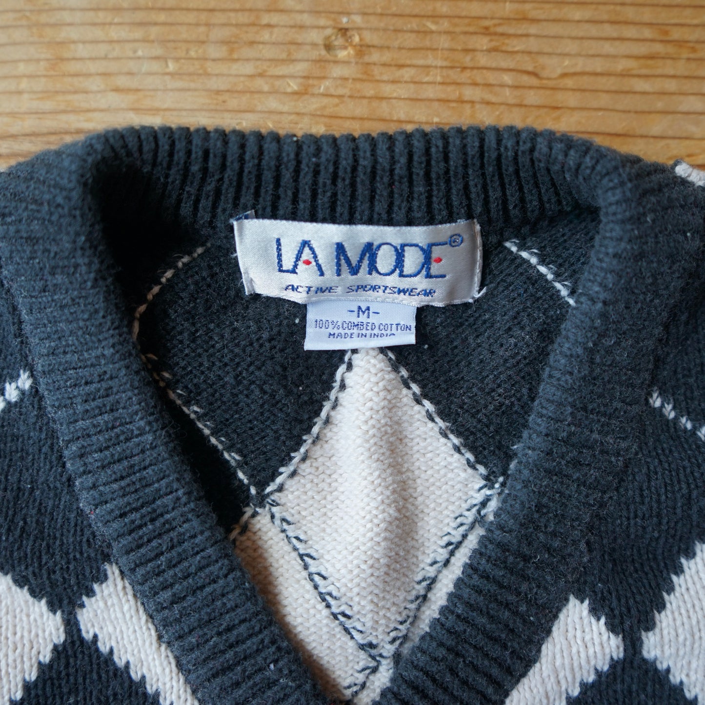 Vintage La Mode Argyle Vest Size M