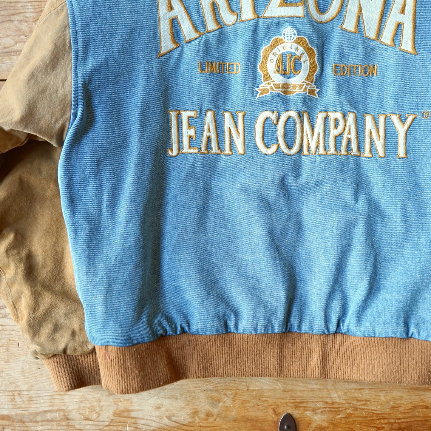 Vintage Denim & Leather Arizona Jean Company Bomber Jacket Size M/L