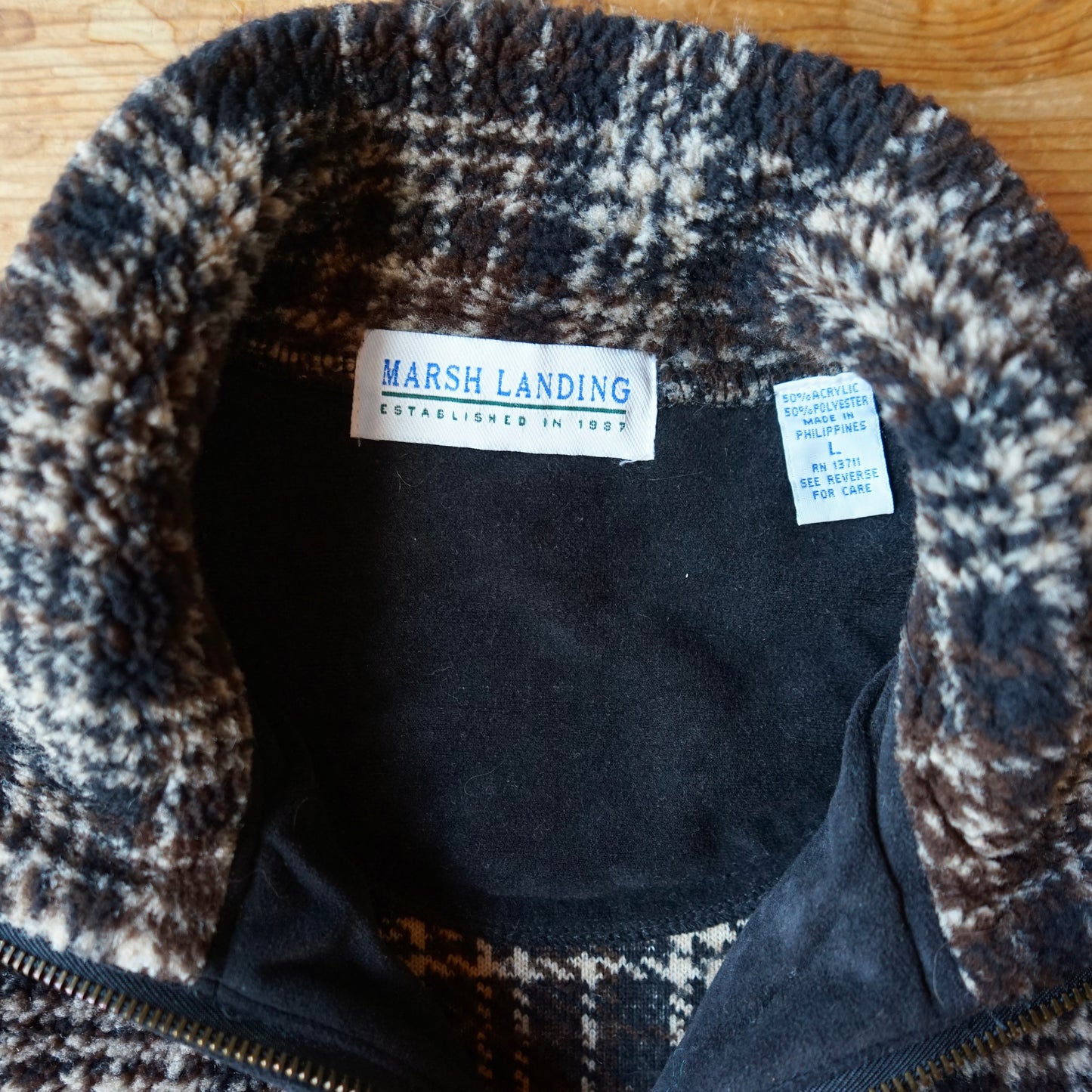 Vintage Marsh Landing Plaid Fleece Size L