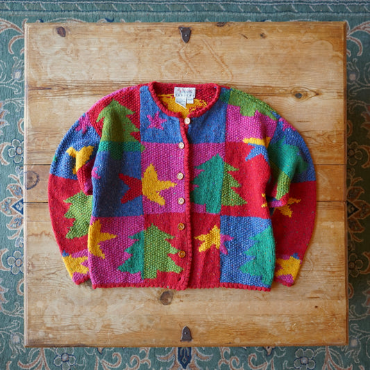 Vintage Talbots 100% Wool Colorful Cardigan Size S