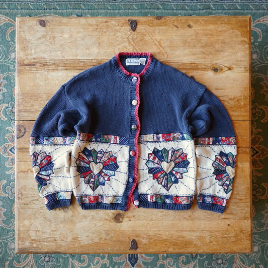Vintage Bellepointe Patchwork Knit Sweater Size S