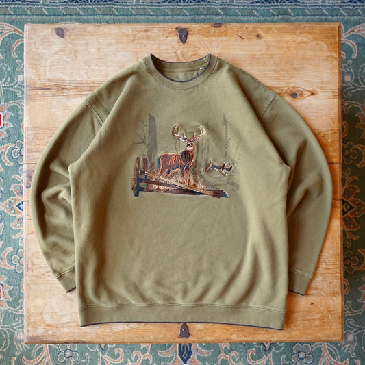 Croft & Barrow Embroidered Buck Sweatshirt Size LT