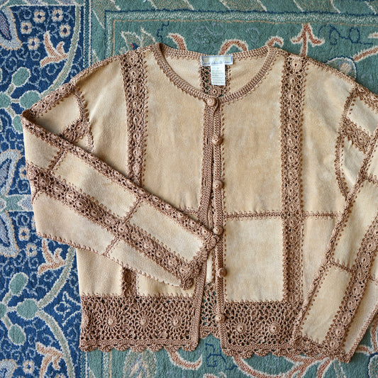 Vintage SMH Leather Crochet Top Size M