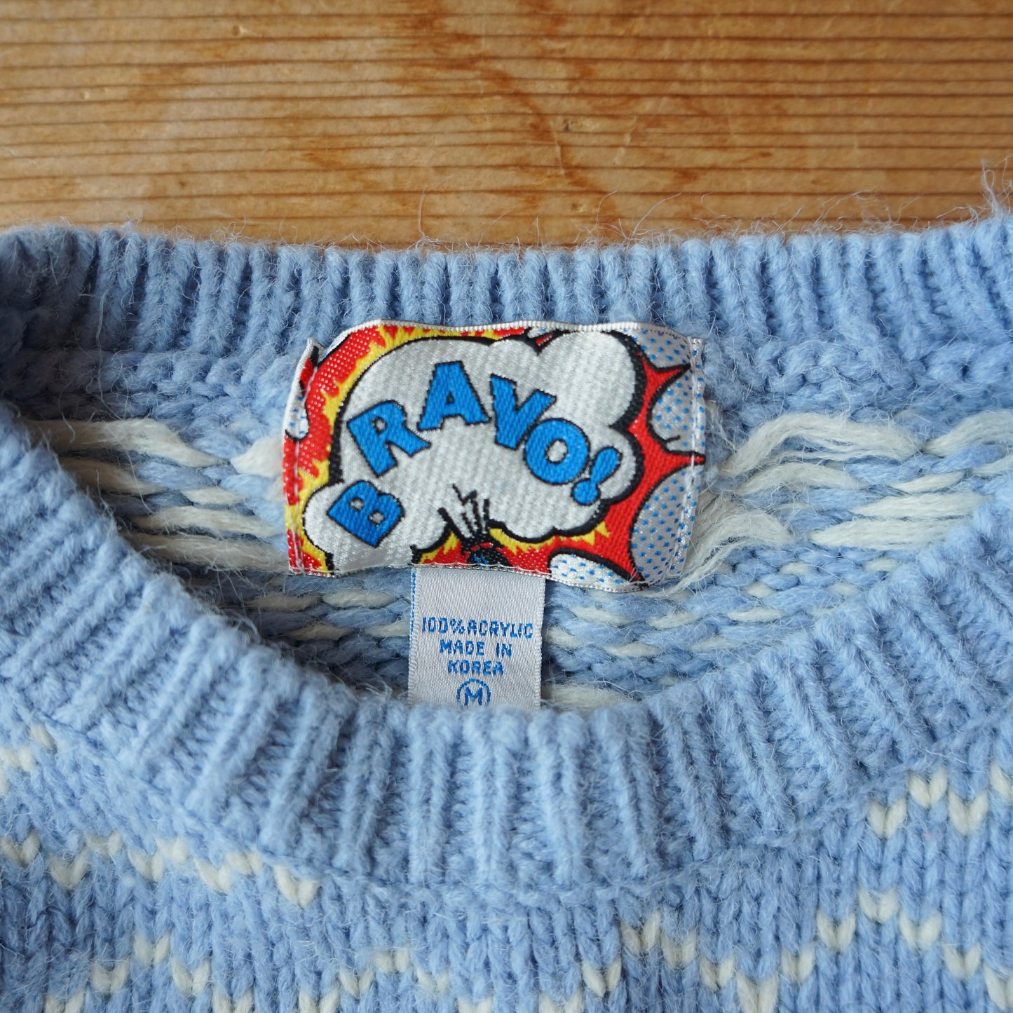 Vintage Bravo Baby Blue Snowflake Sweater Size M
