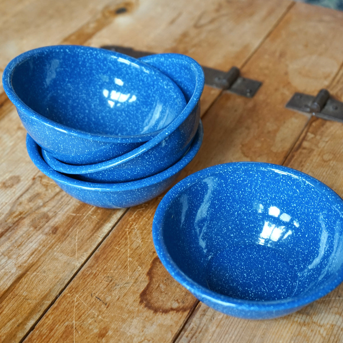 Set of 4 Vintage Enamel Camp Bowls