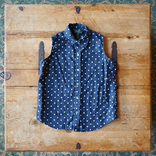 Ralph Lauren 100% Linen Polka Dot Tank Size P/M