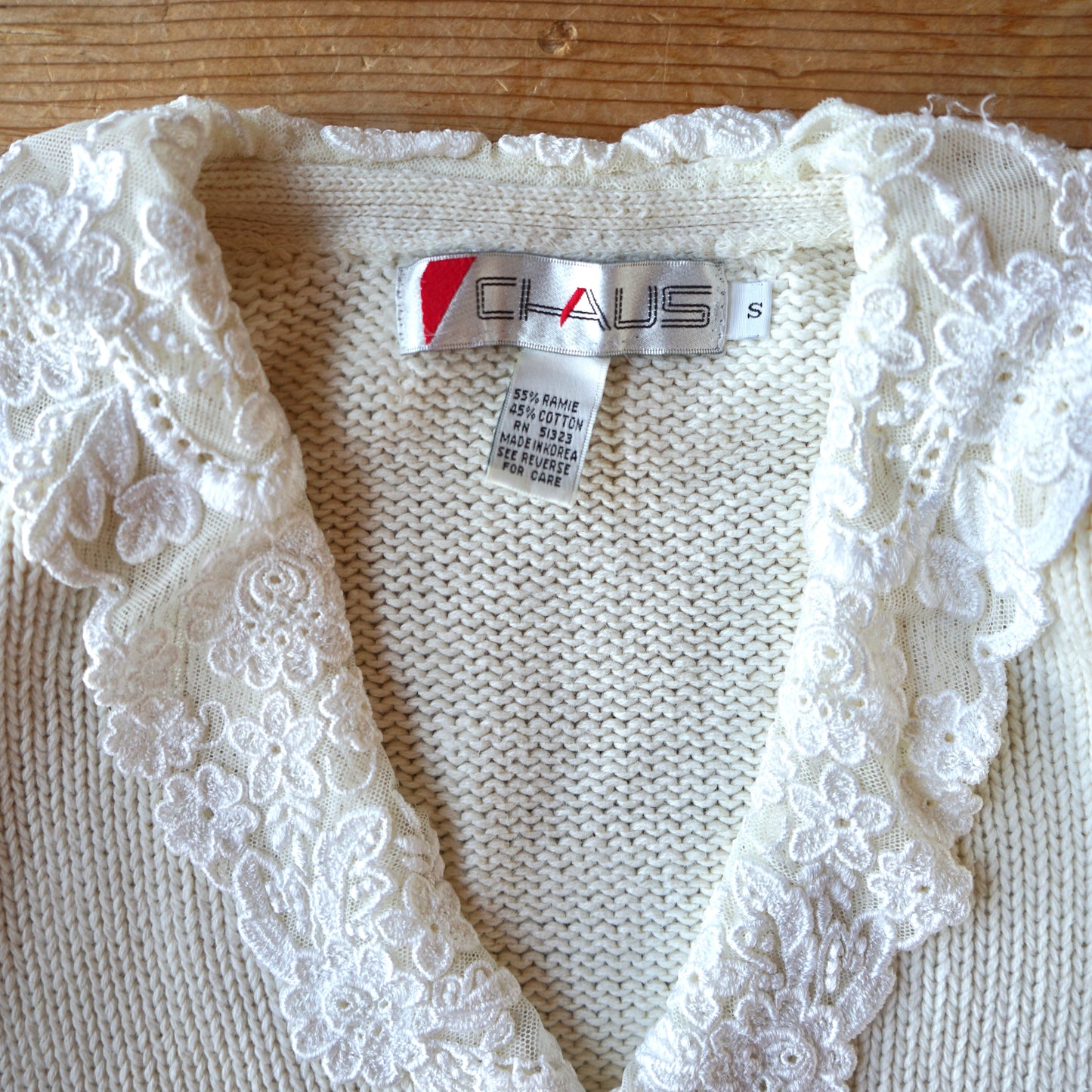 Vintage Claus Lace Collar Sweater Size S/M