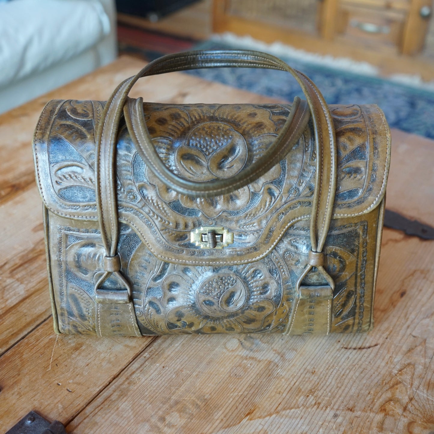 Vintage Western Tooled Leather Purse