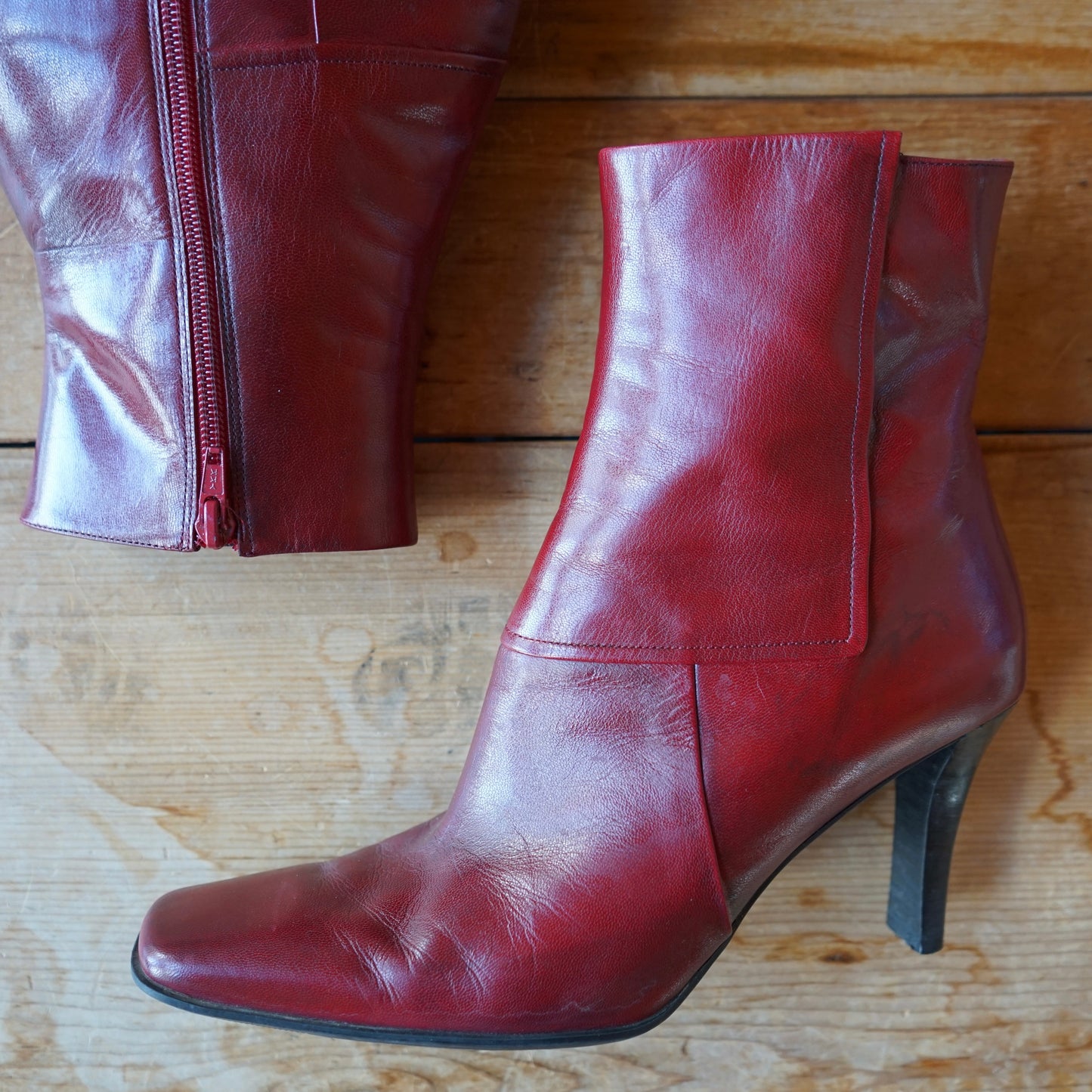 Nine West Red Leather Booties