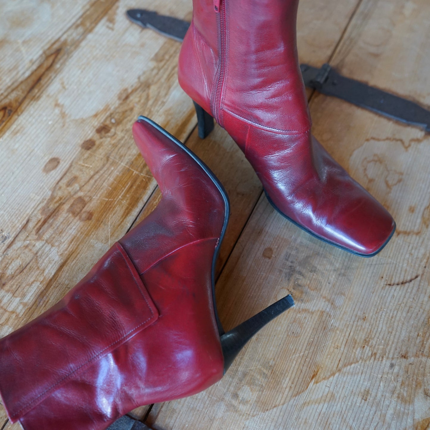 Nine West Red Leather Booties