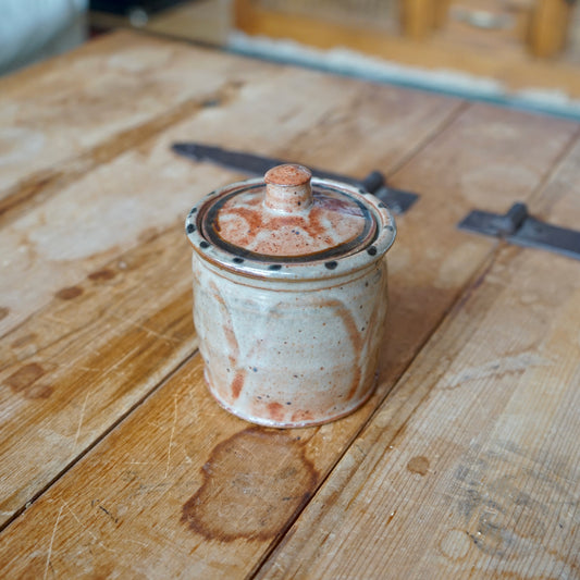 Vintage Handmade Rustic Canister w/ Lid