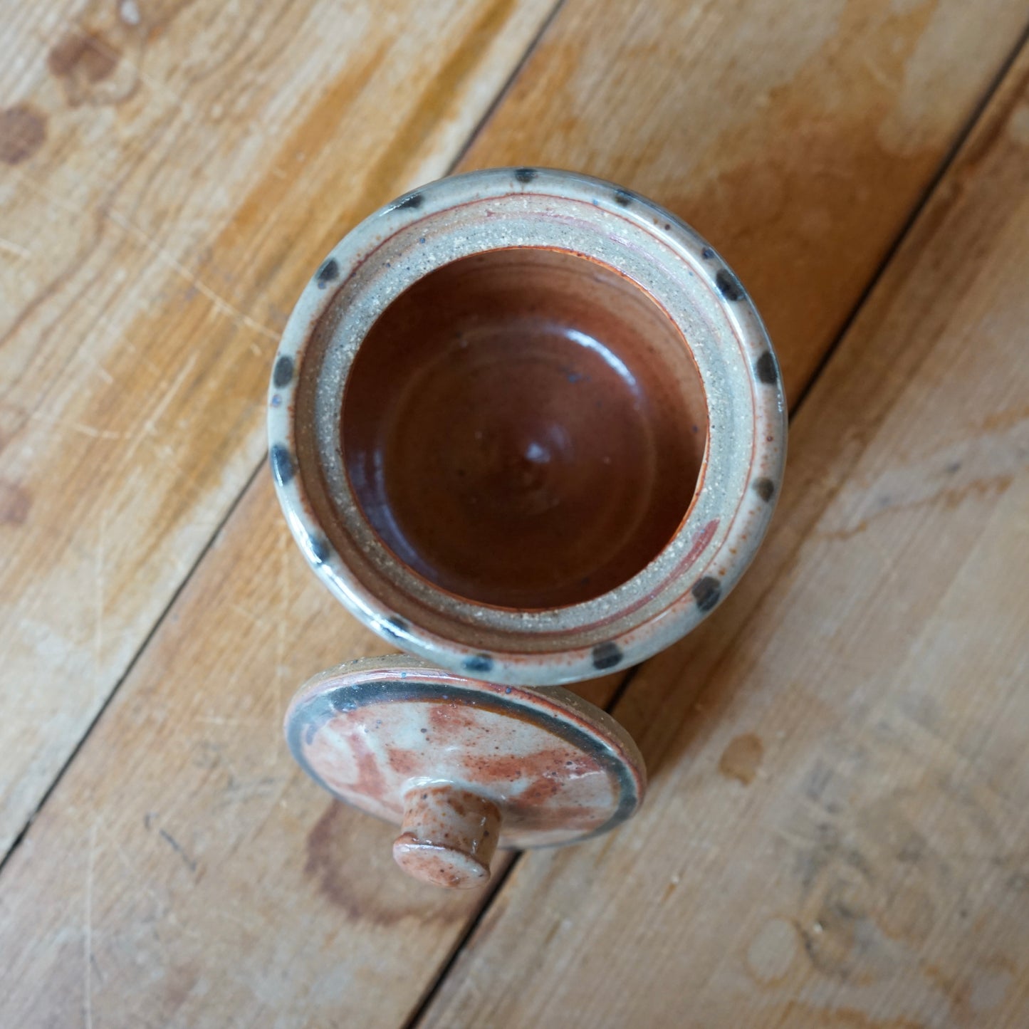 Vintage Handmade Rustic Canister w/ Lid