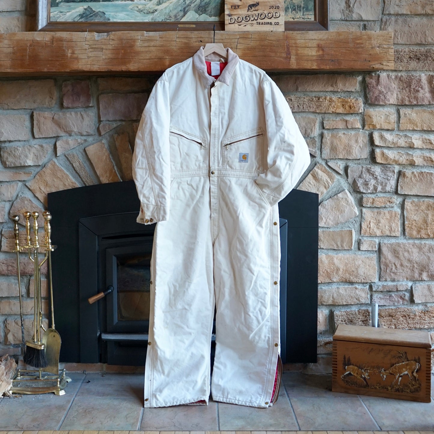 Vintage Faded Cream Carhartt Insulated Coveralls Size L