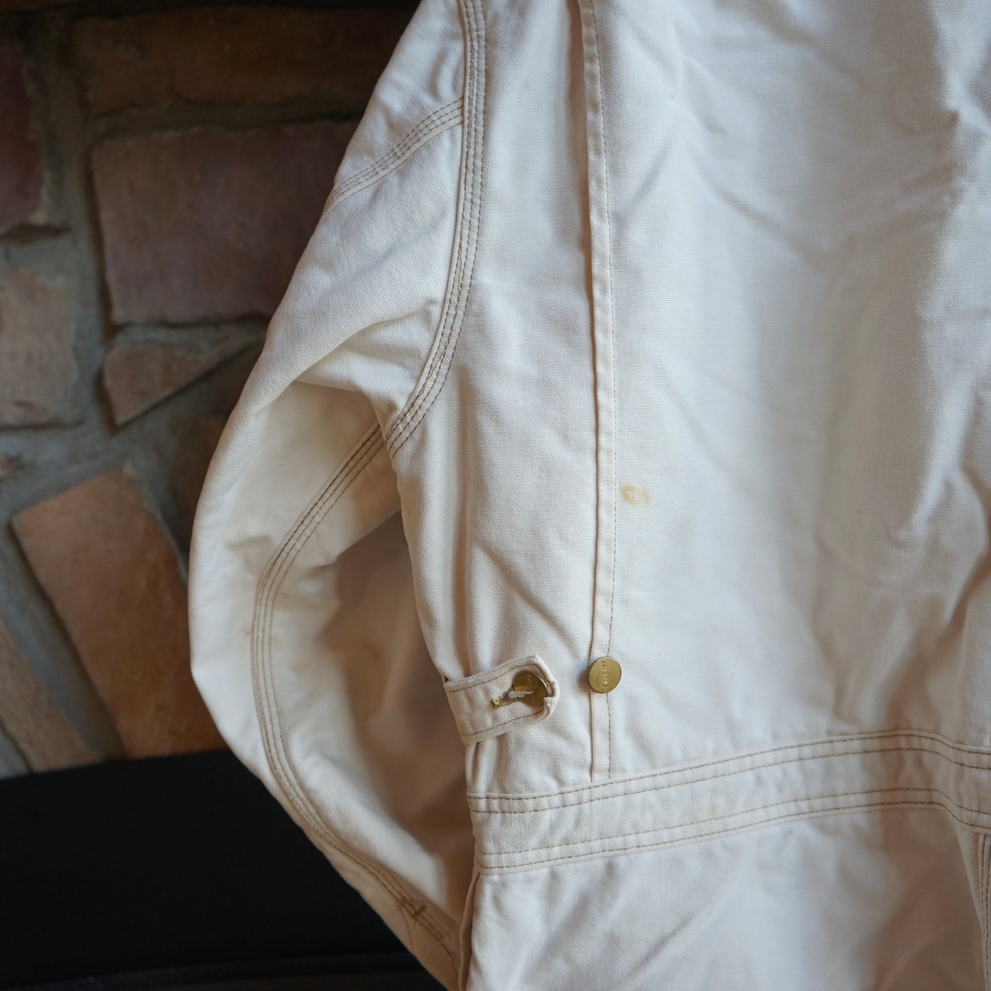 Vintage Faded Cream Carhartt Insulated Coveralls Size L