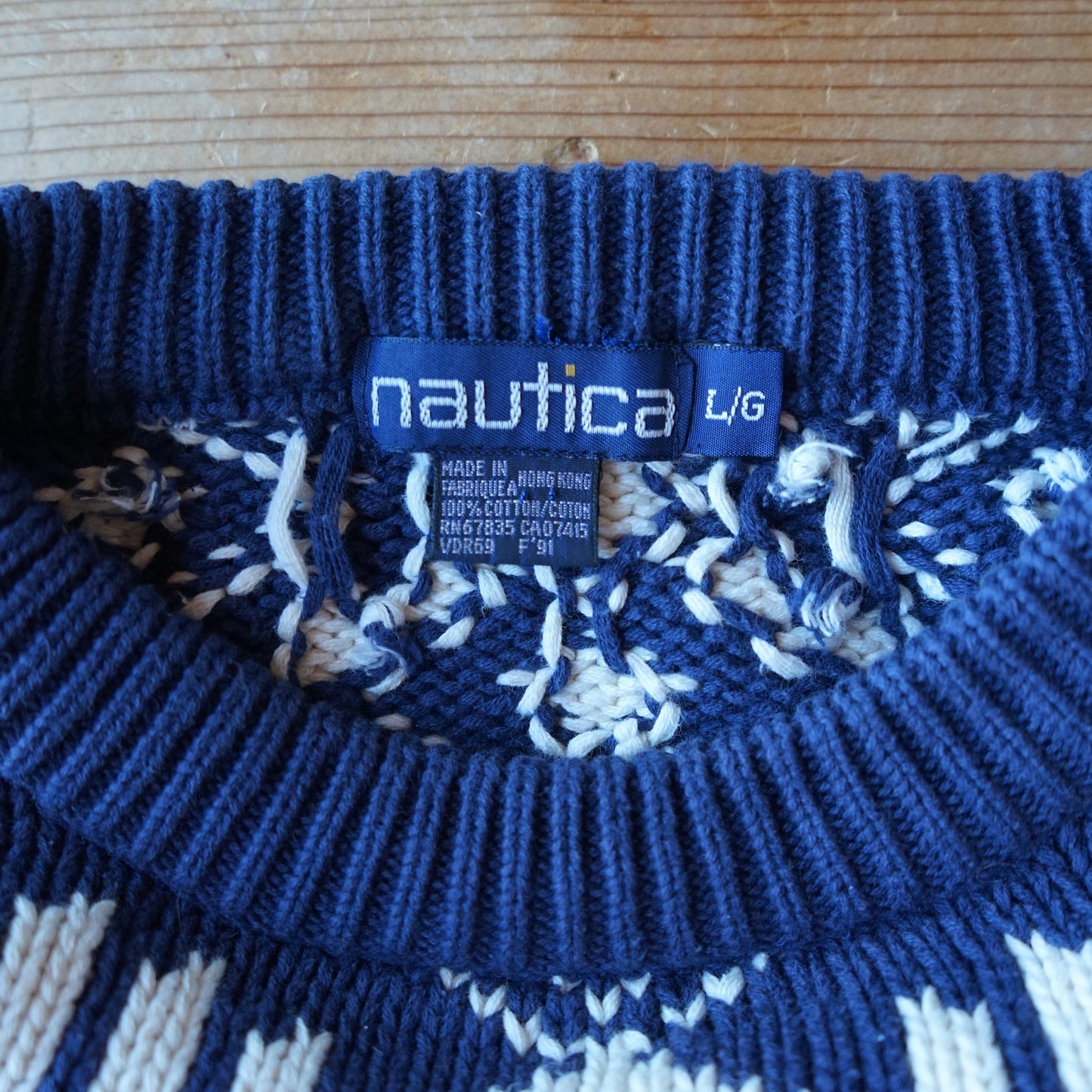 Vintage Nautica Heavyweight Chunky Knit Snowflake Sweater Size L