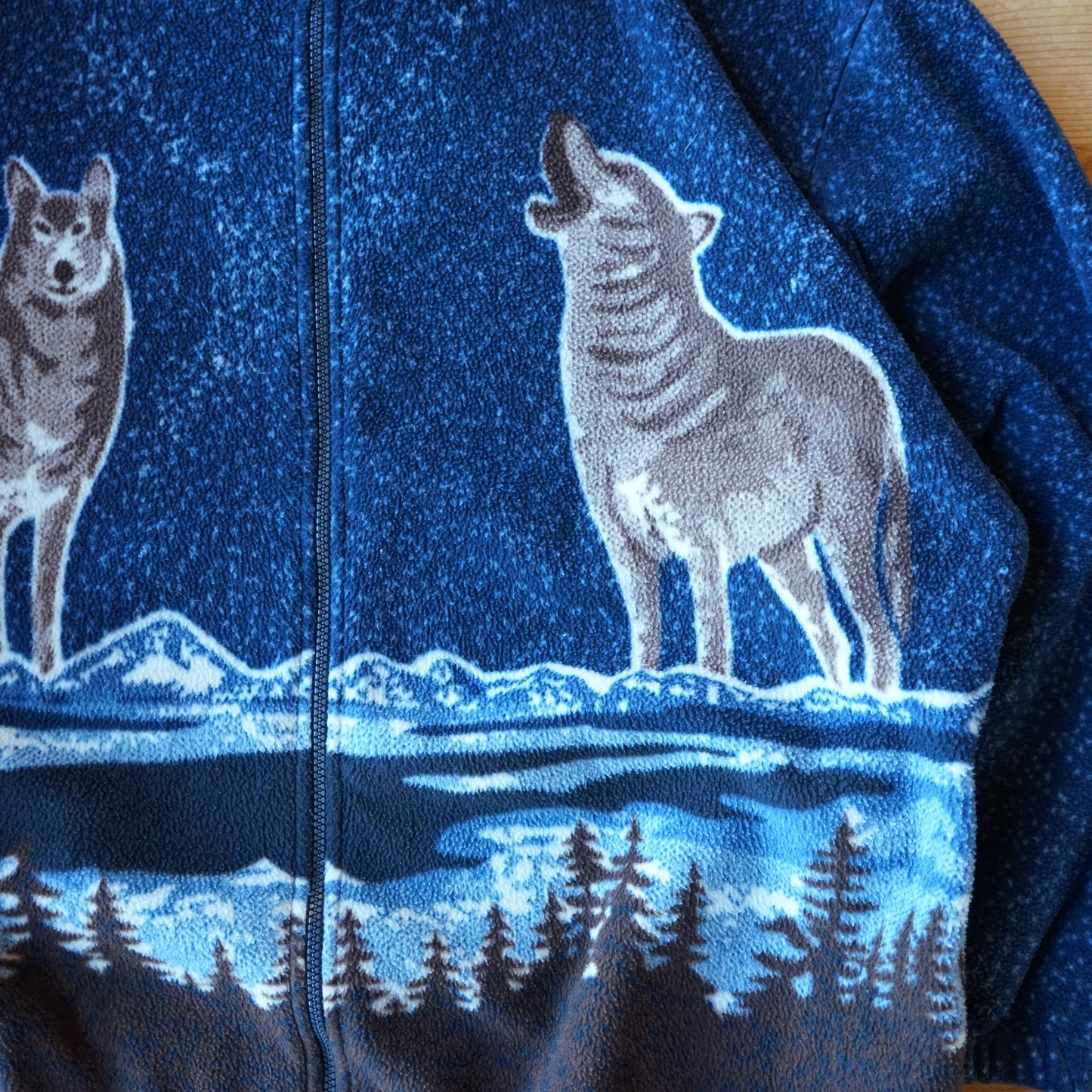 Vintage Collections Etc Howling Wolf Fleece Zip Up Size XL