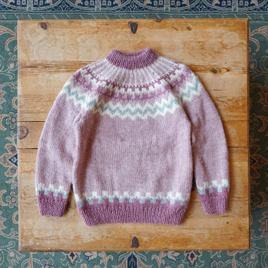 Vintage Handmade Mauve Wool Sweater Size S/M