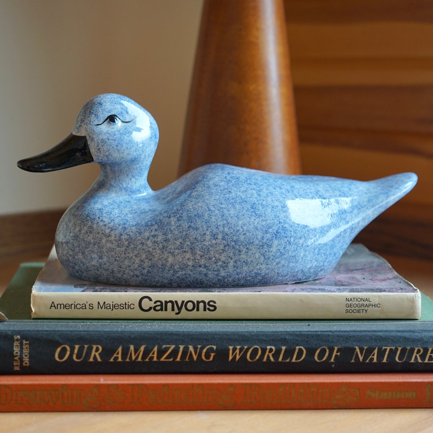 Blue Ceramic Duck Figurine