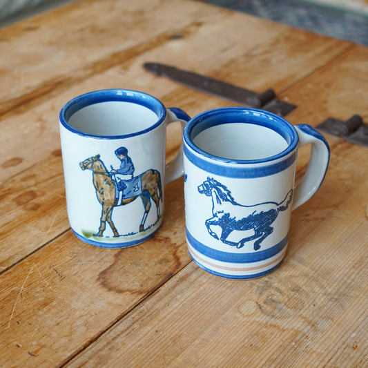 Vintage Louisville Stoneware Equestrian Mugs