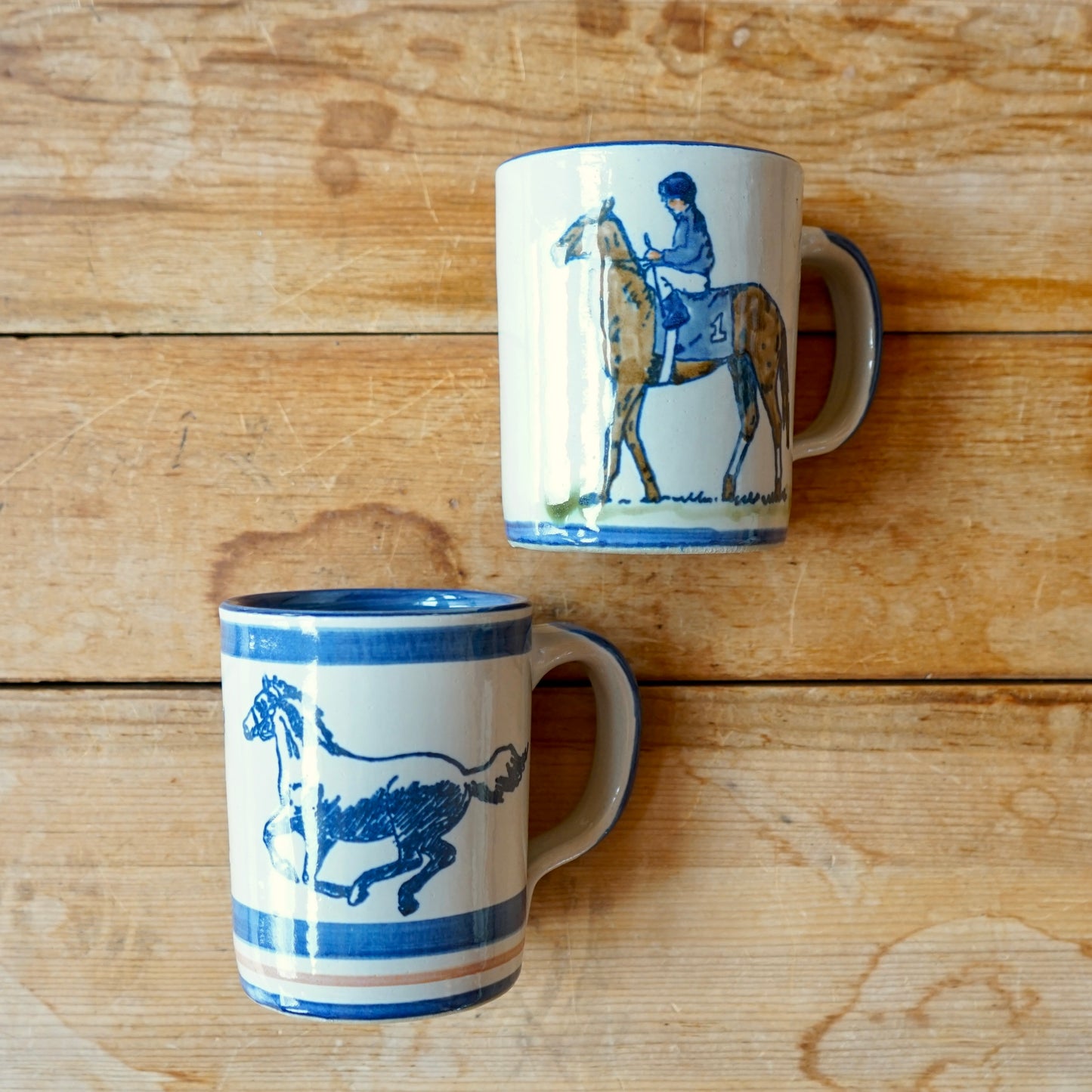 Vintage Louisville Stoneware Equestrian Mugs