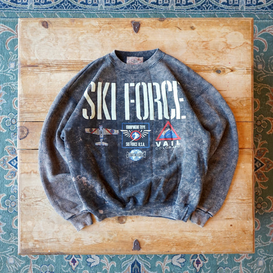 Vintage SDI Ski Force Acid Wash Sweatshirt Size L/XL