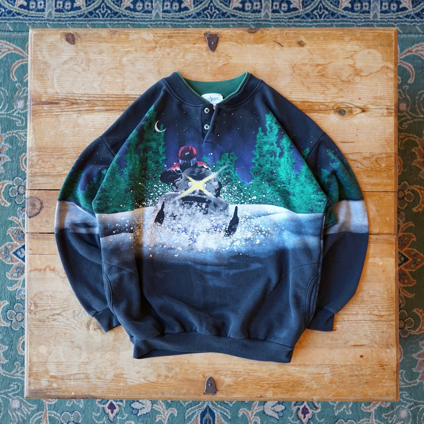 Vintage Wraparound Artisans Sunschein Design Snowmobile Sweatshirt Size L