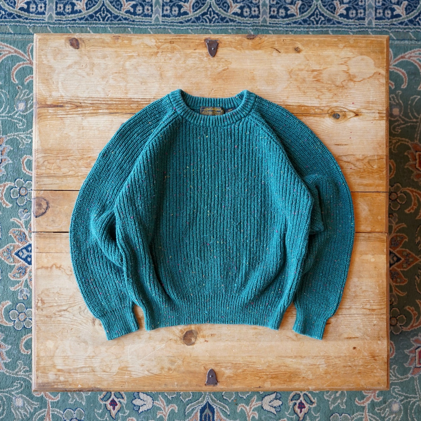 Vintage Dark Teal Speckled Eddie Bauer Knit Size S