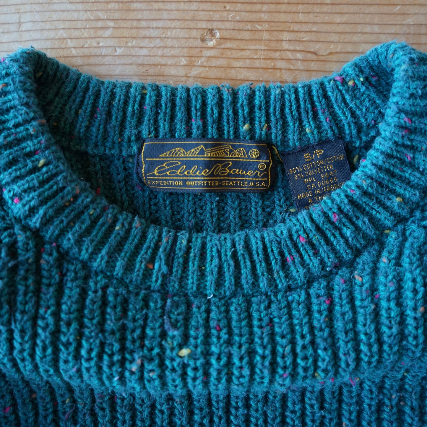 Vintage Dark Teal Speckled Eddie Bauer Knit Size S