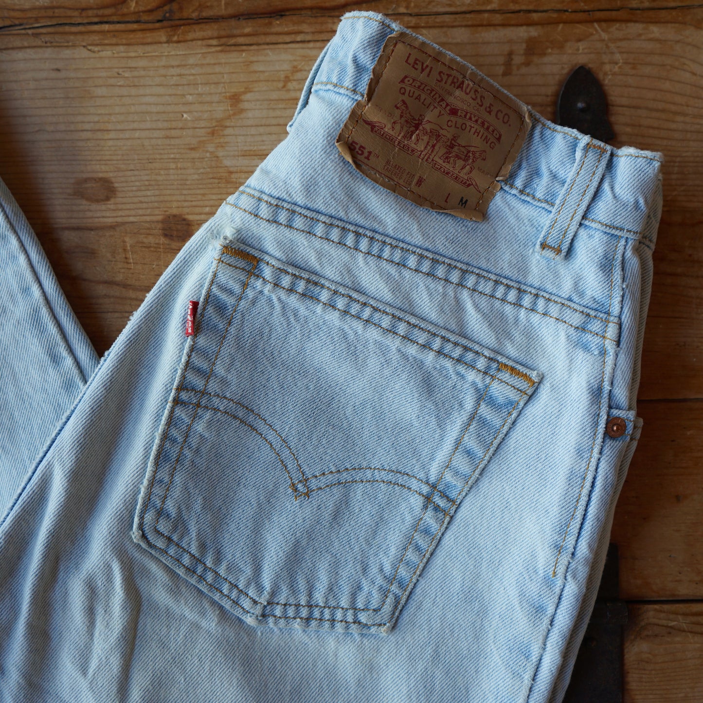 Vintage 551 White Washed Levis Size 10 Med