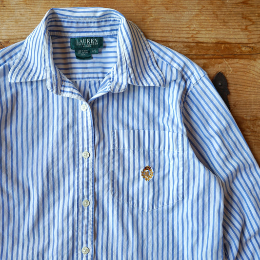 Vintage Ralph Lauren Stripe Crested Logo Button Up Size PS (XS)