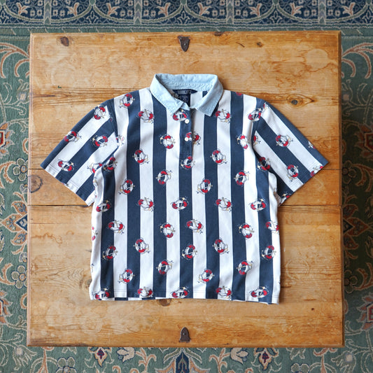 Vintage Lands End Nautical Polo Size M