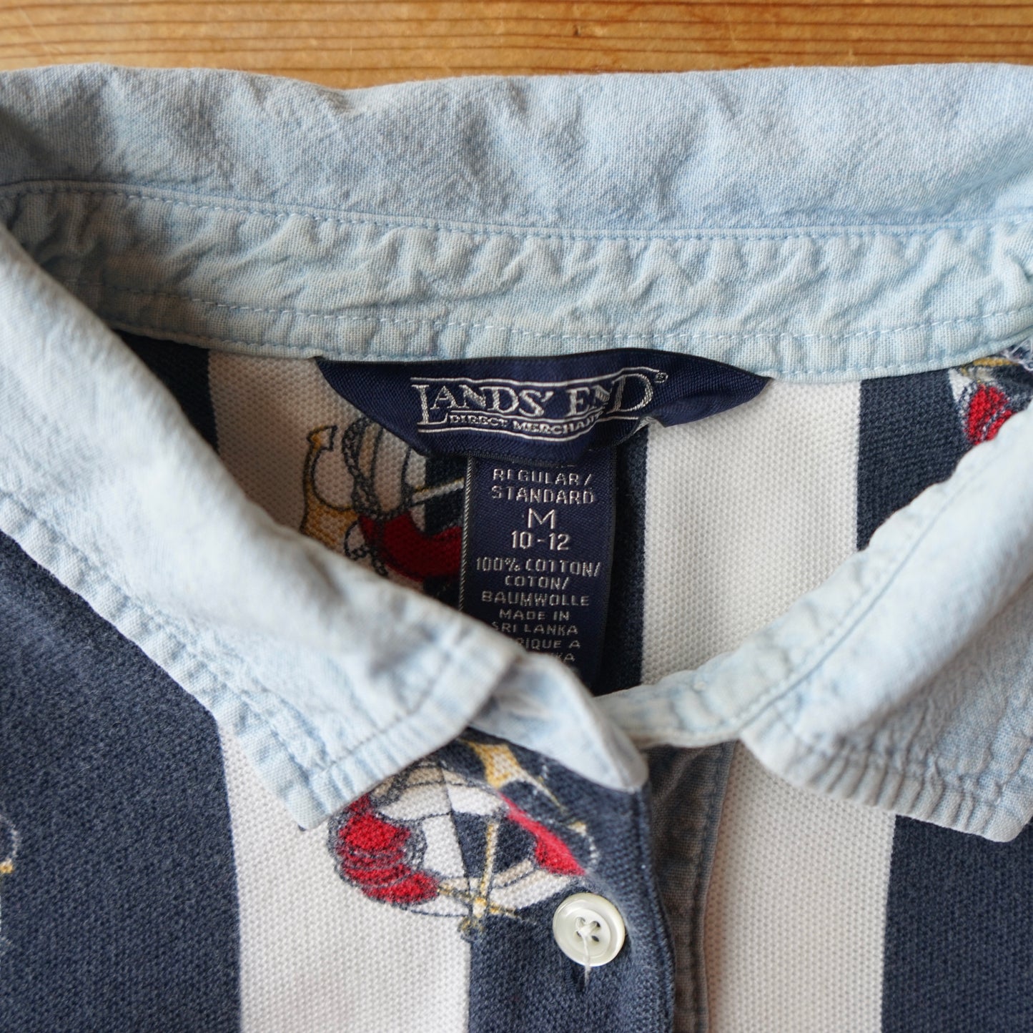 Vintage Lands End Nautical Polo Size M