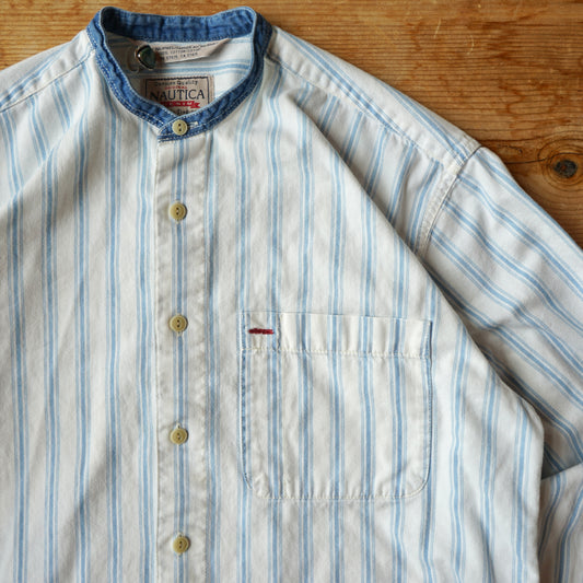 Vintage 90s Nautica Chambray Striped Button Up Size M/L