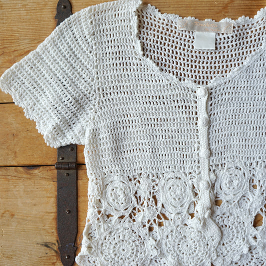 Vintage Floral Crochet Top Size XS/S