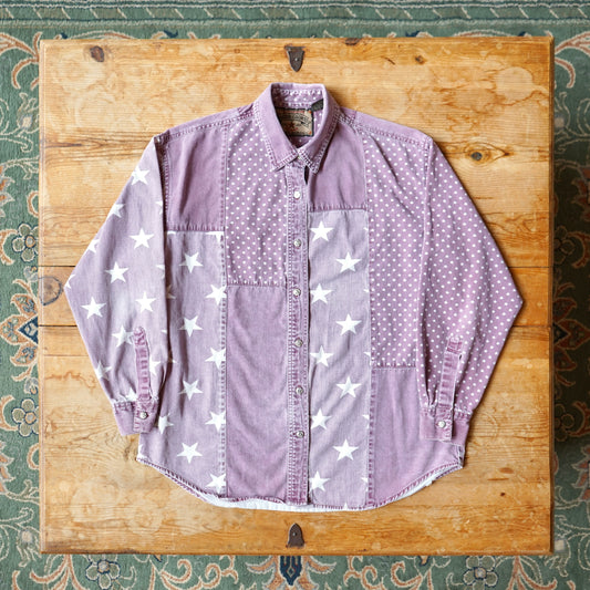 Vintage Faded Glory Patchwork Star Button Up Size M