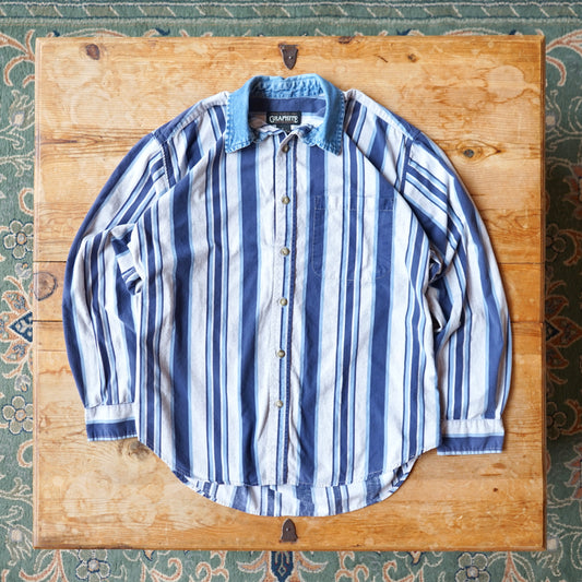 Vintage Graphite Western Striped Button Up Size M/L